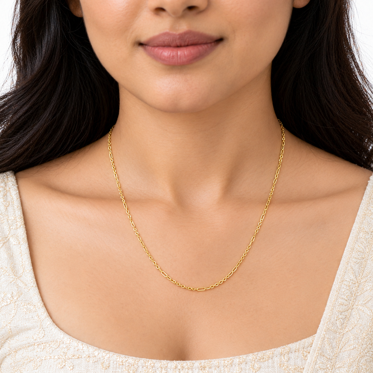 18K Gold Contemporary Mixed Link Chain – 18 Inch