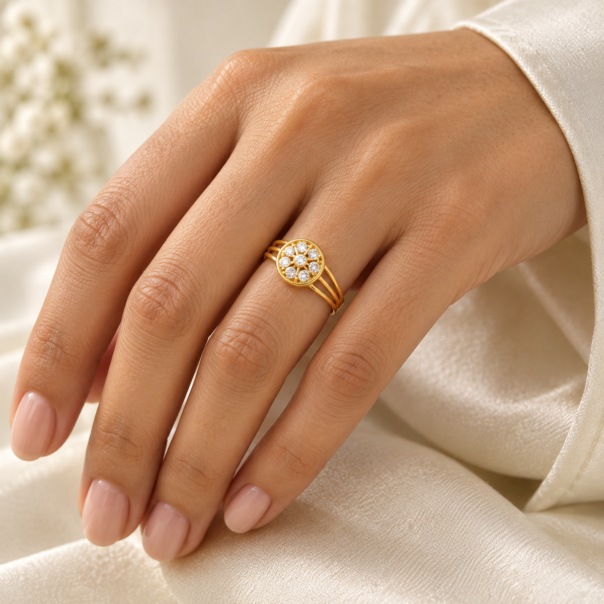 9K Gold Floral Ring Size 12