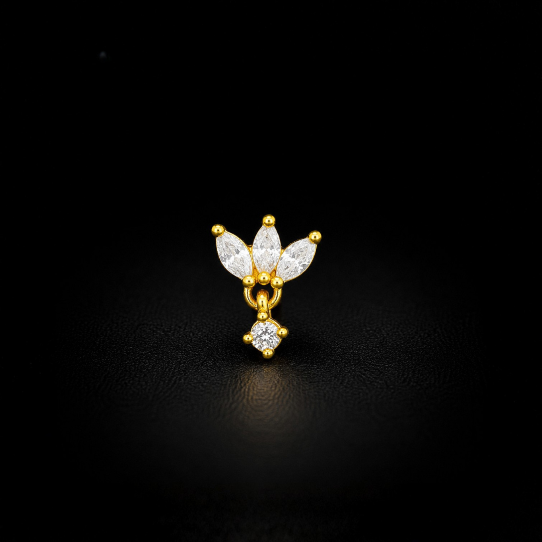 Celestial Spark Gold-Plated 92.5 Sterling Silver Nose Pin