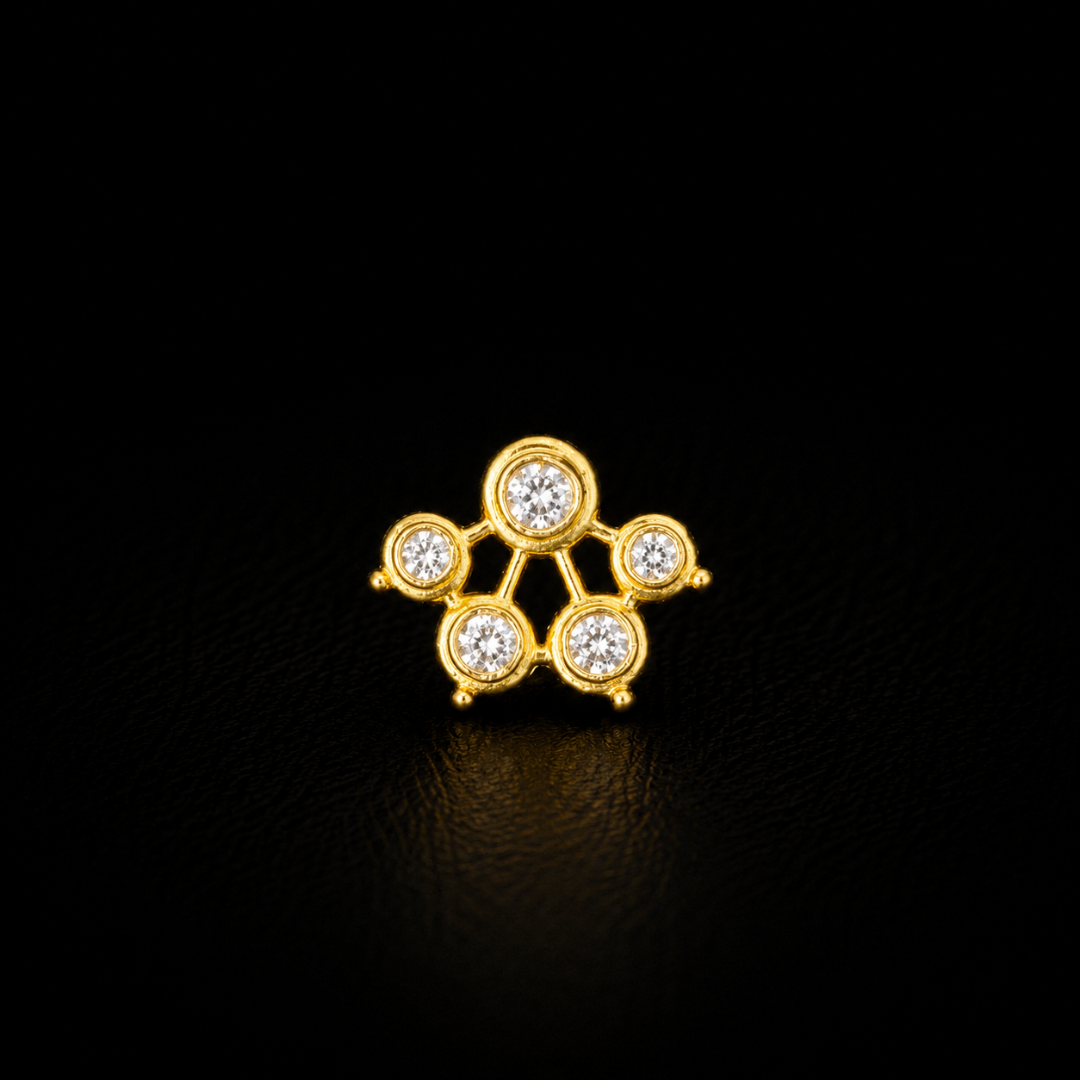 Gold Plated 92.5 Sterling Silver CZ Floral Cluster Nose Pin