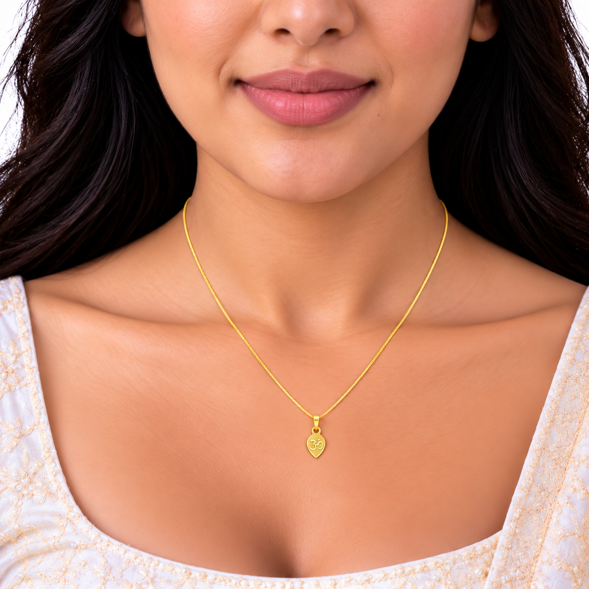 9K Gold Om Teardrop Thali Chain