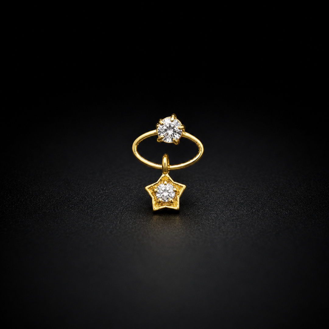 Celestial Star Gold-Plated 92.5 Sterling Silver Nose Pin