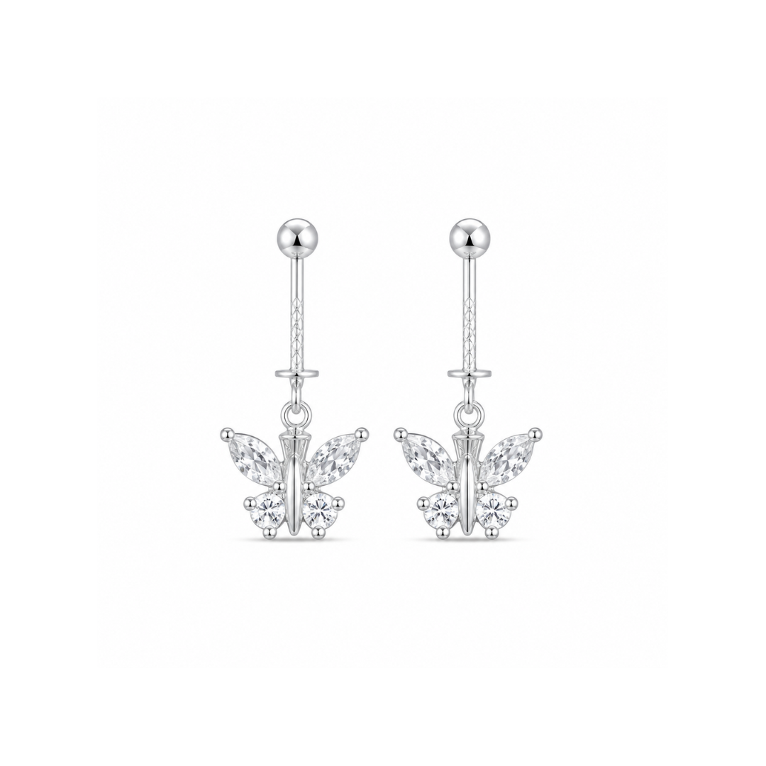 Crystal Flutter Sterling Silver Butterfly Bugadi