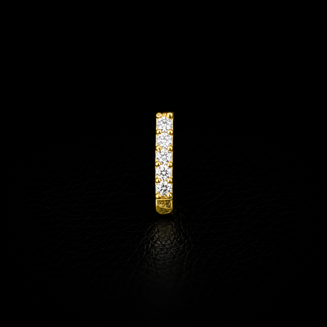 Gold-Plated 92.5 Sterling Silver 5 Stone J Nose Pin