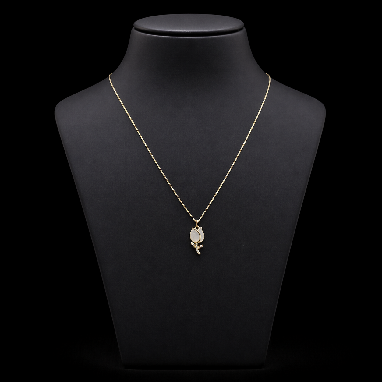 Moonlit Tulip Silver Necklace