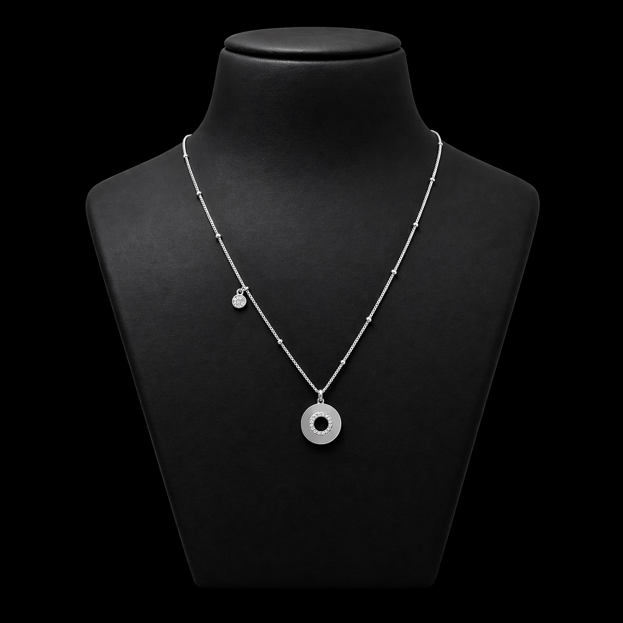 Luna Halo Charm Silver Necklace