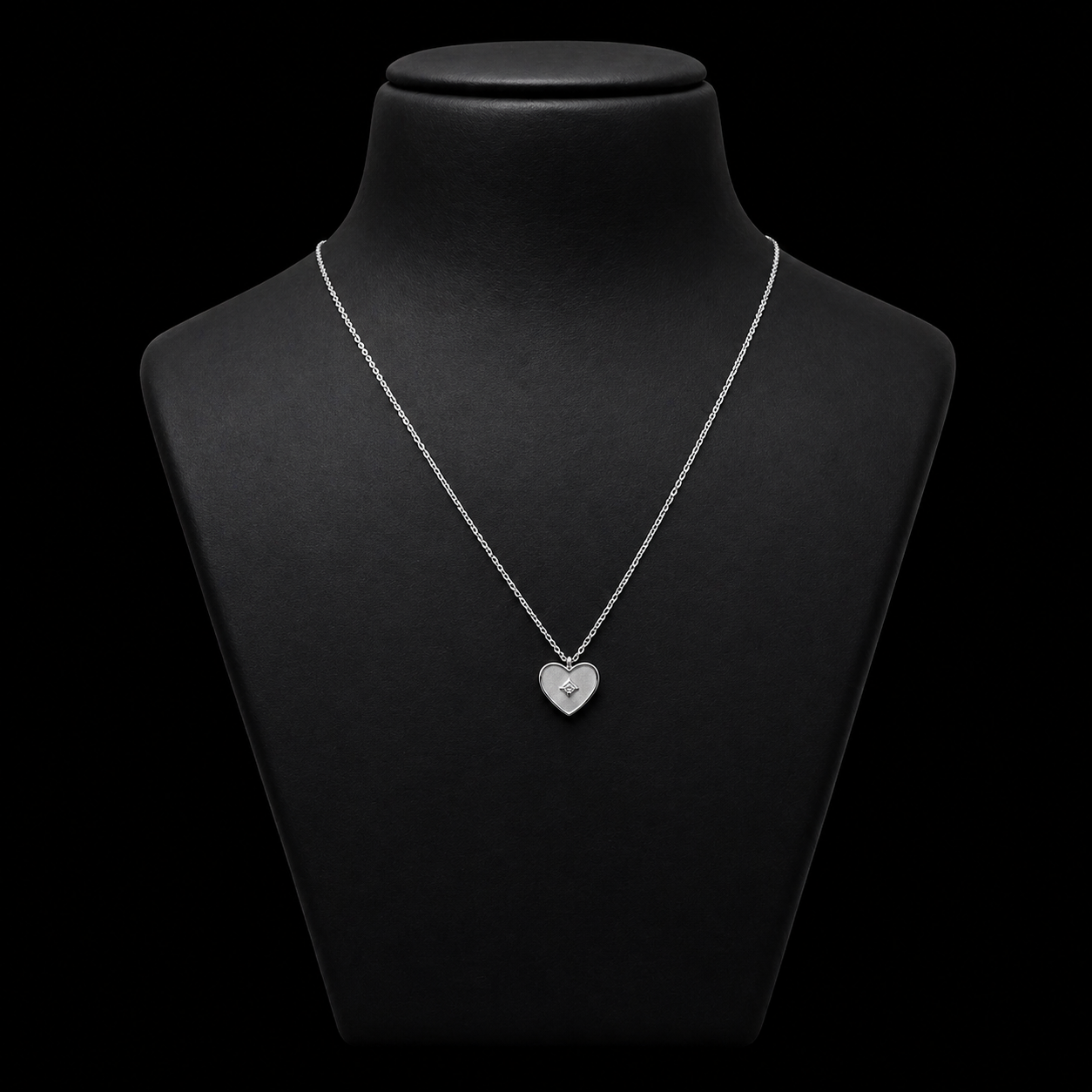 Petite Halo Heart Silver Necklace