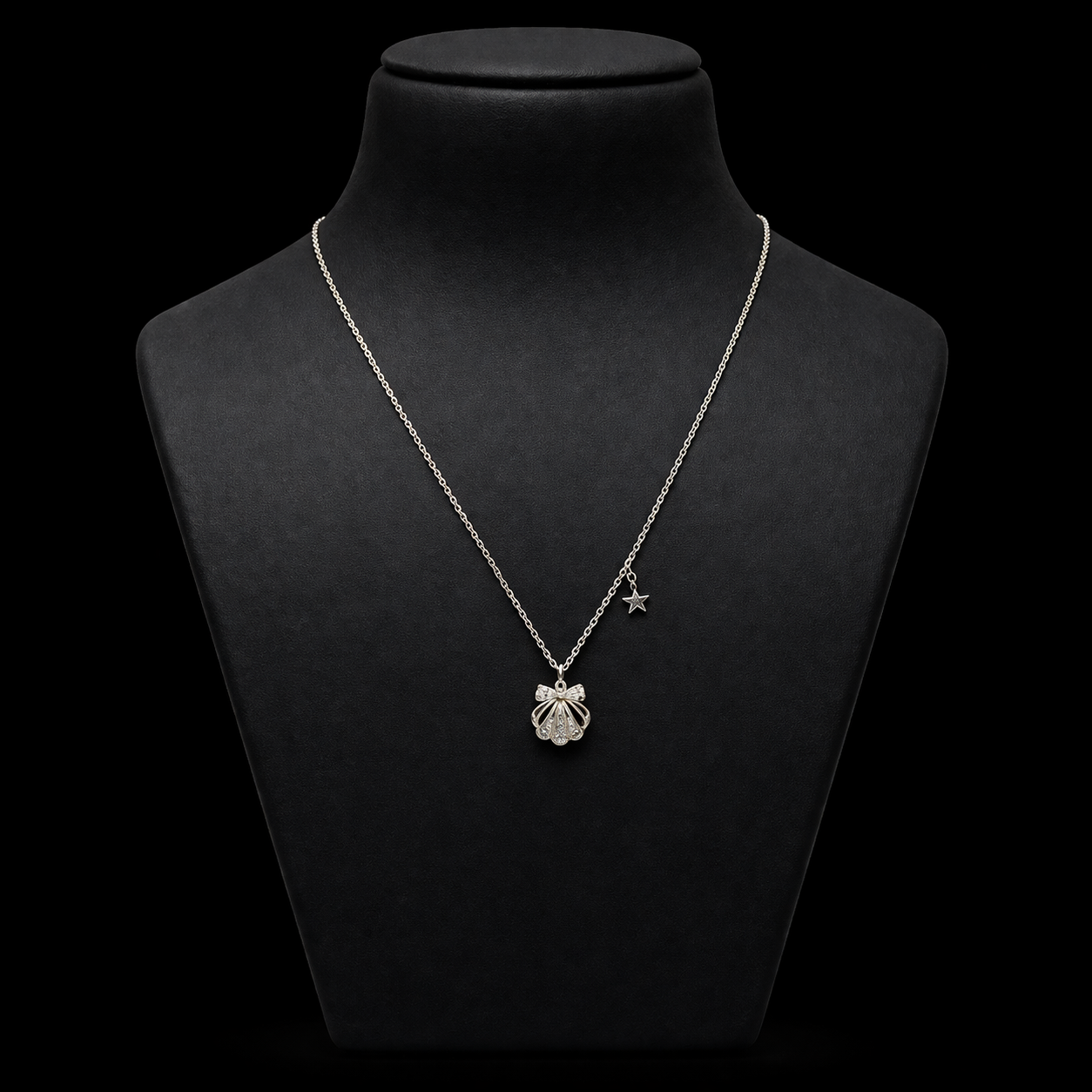Celestial Shell Charm Silver Necklace