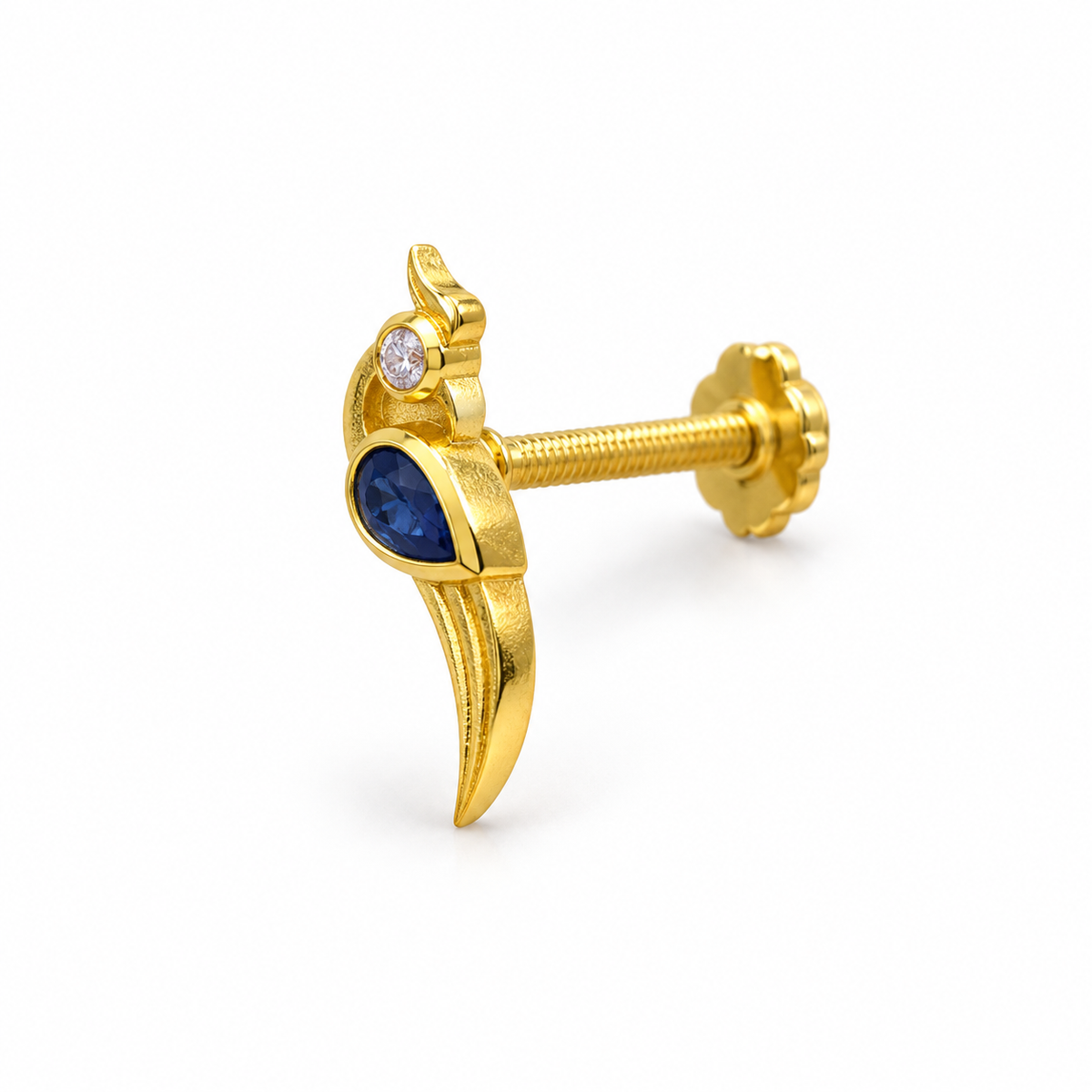 Royal Blue Golden Silver Earrings