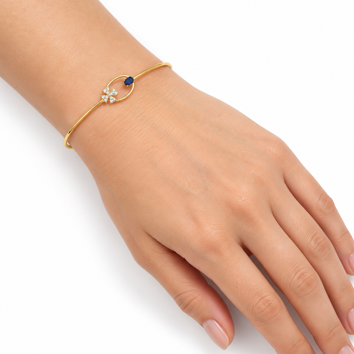Blue Stone Diamond Gold Bangle 2.850Gram