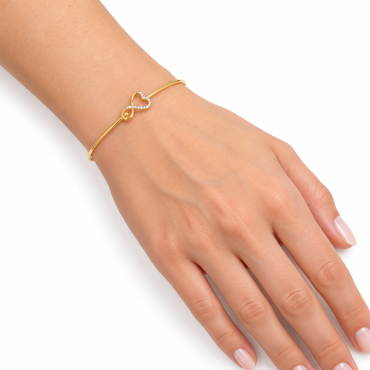 Heart Infinity Diamond Gold Bangle 2.640Gram