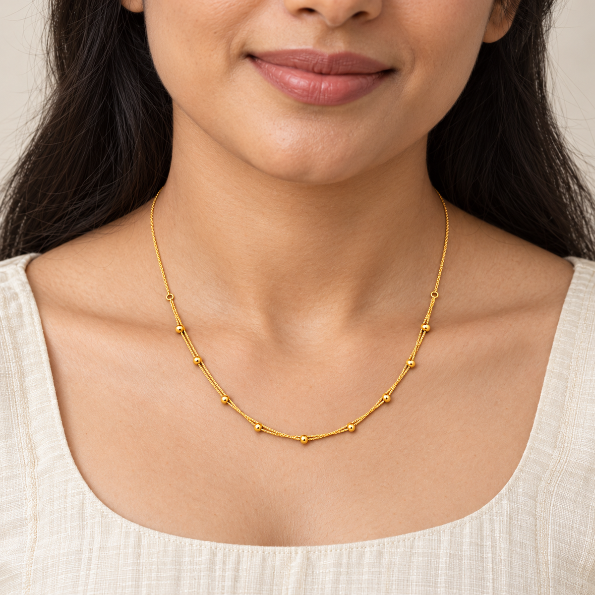 18K Double Layer Ball Chain 1.110 Gram