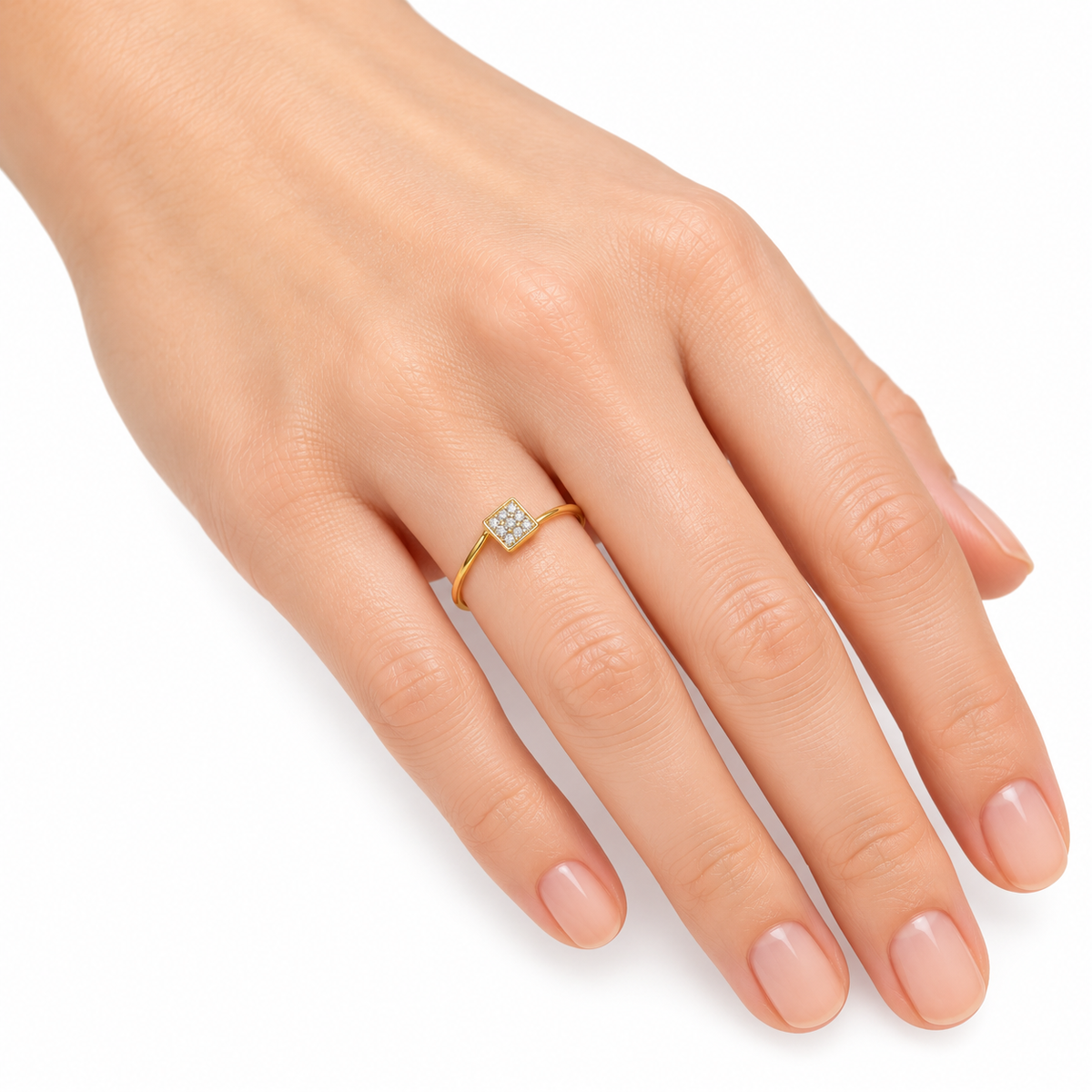 Diamond Square Cluster Ring