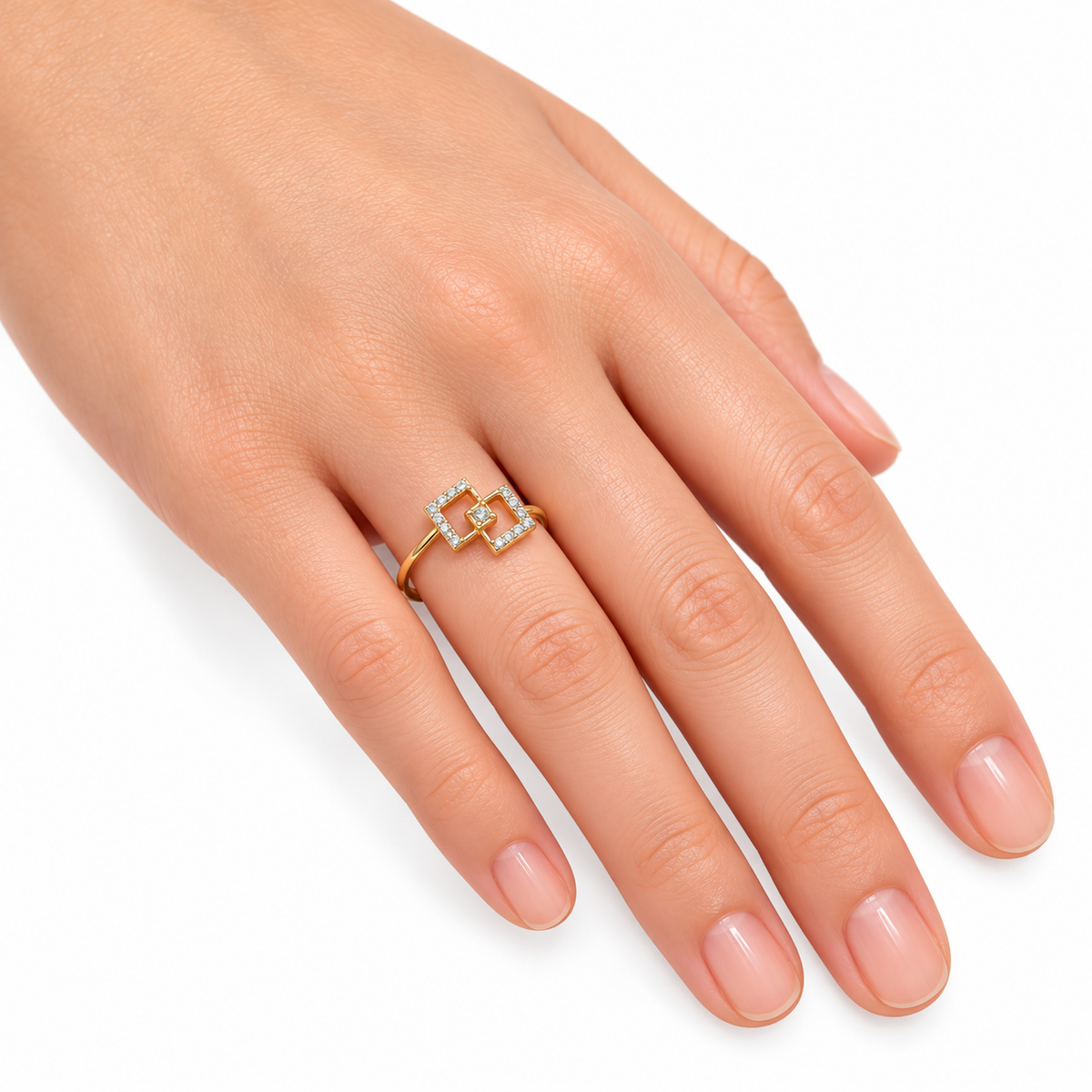 Diamond Geometric Square Ring
