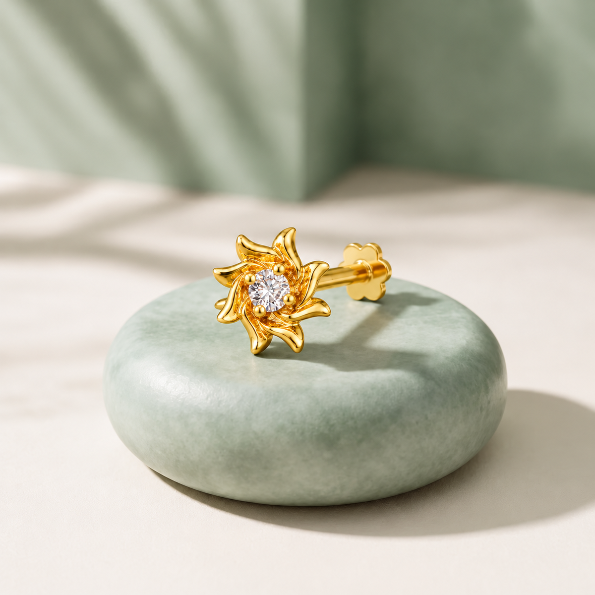 Diamond Radiance Floral Stone Nose Pin 0.300Gram