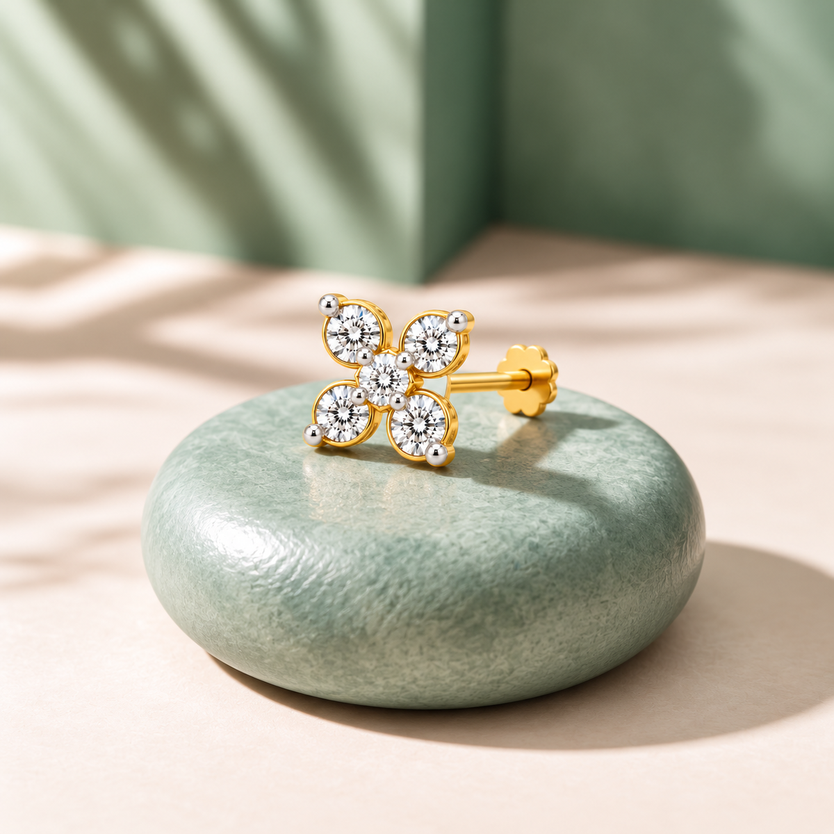 Four-Petal Diamond Flower Nosepin