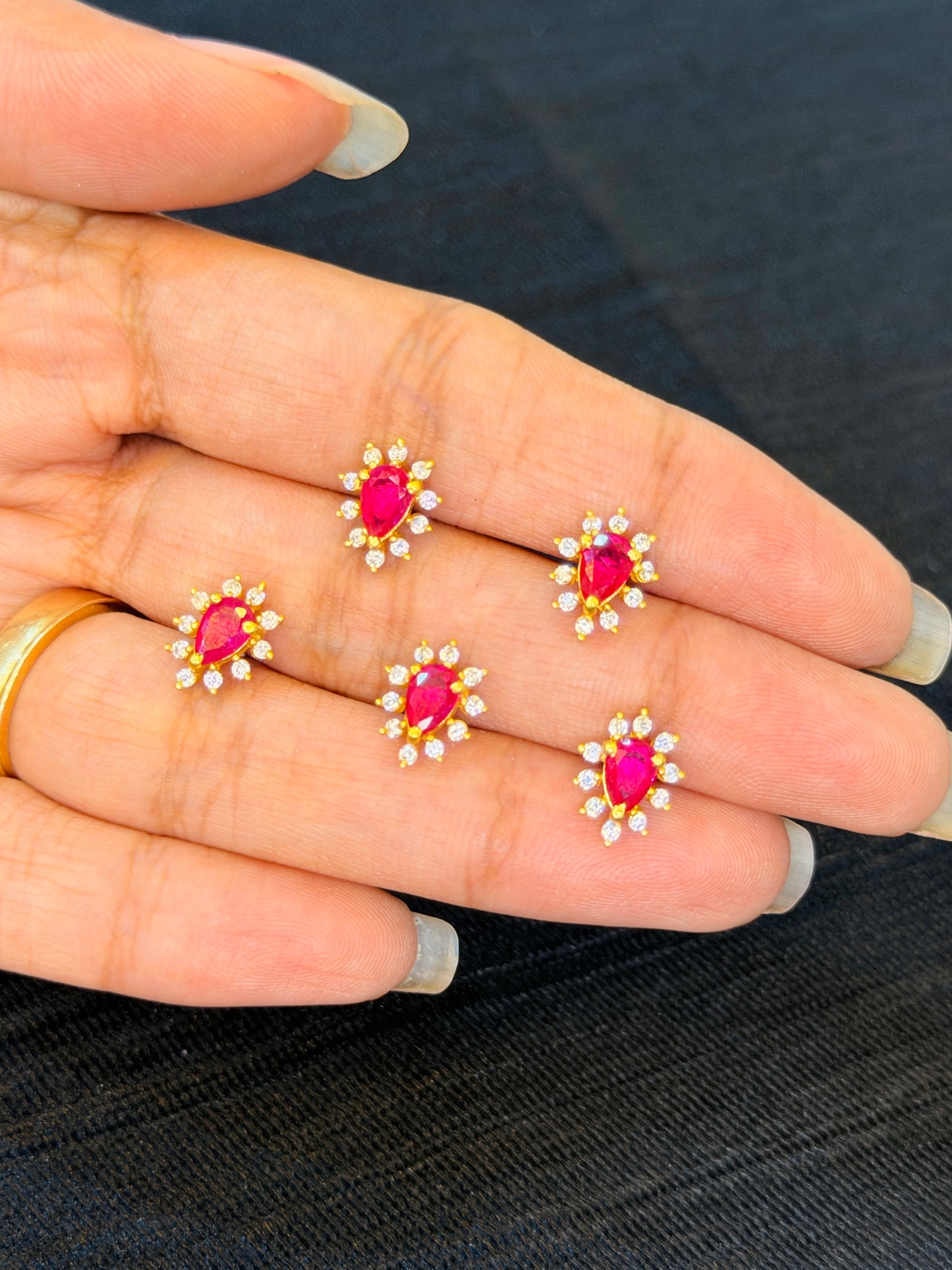 Ruby Bloom Gold-Plated 92.5 Sterling Silver Nose Pin