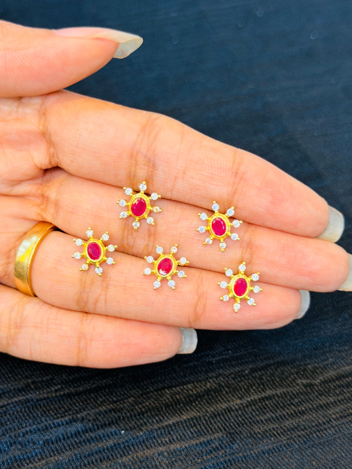 Ruby Radiance Gold-Plated 925 Sterling Silver Nose Pin