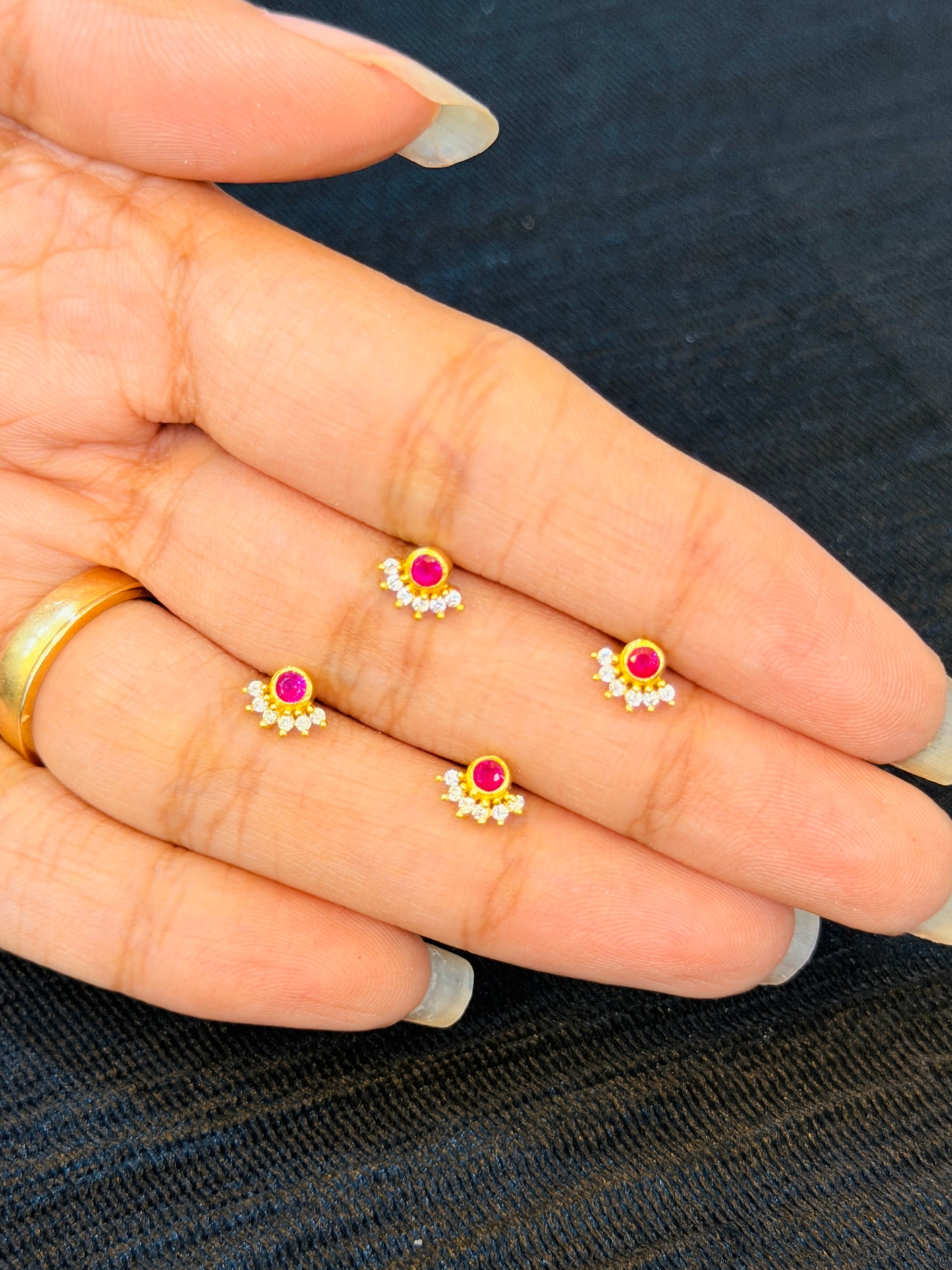 Radiant Ruby Gold-Plated 925 Sterling Silver Nose Pin