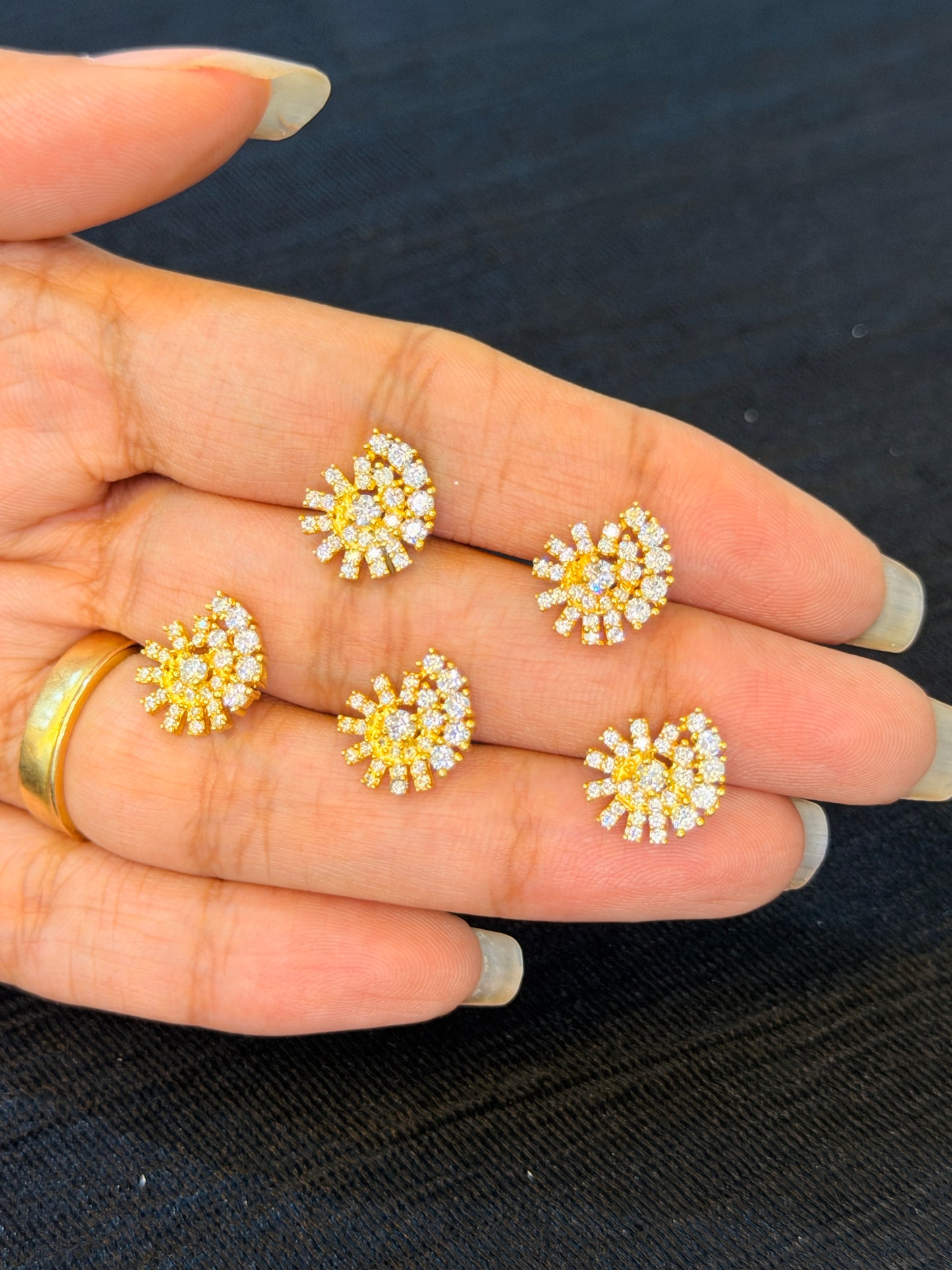 Gold Plated 92.5 Sterling Silver CZ Designer Nose Pin