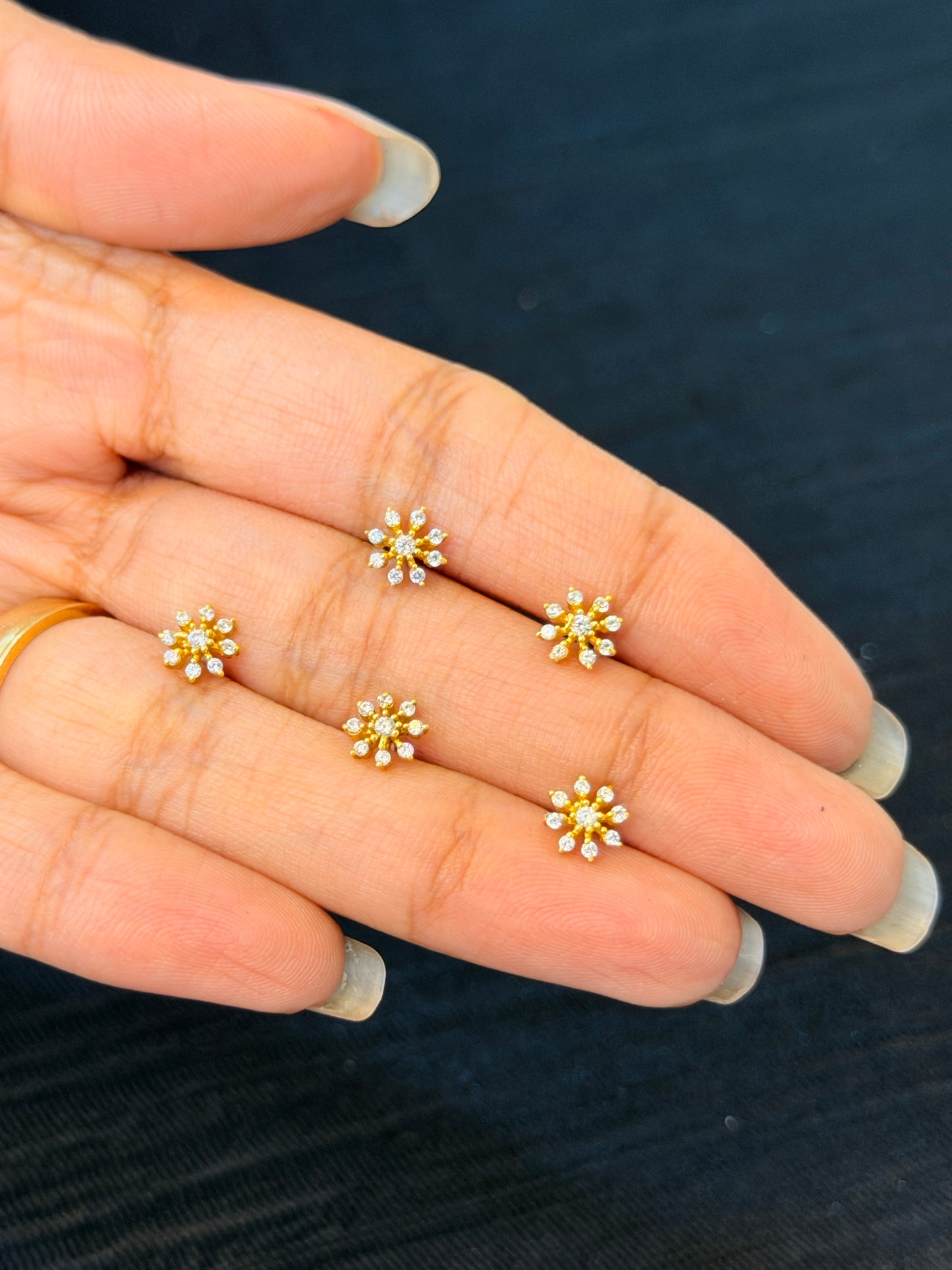 Gold Plated 92.5 Sterling Silver Floral CZ Nose Pin