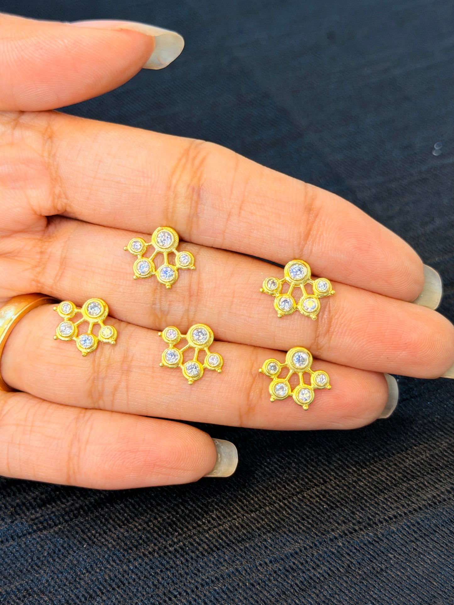 Gold Plated 92.5 Sterling Silver CZ Floral Cluster Nose Pin
