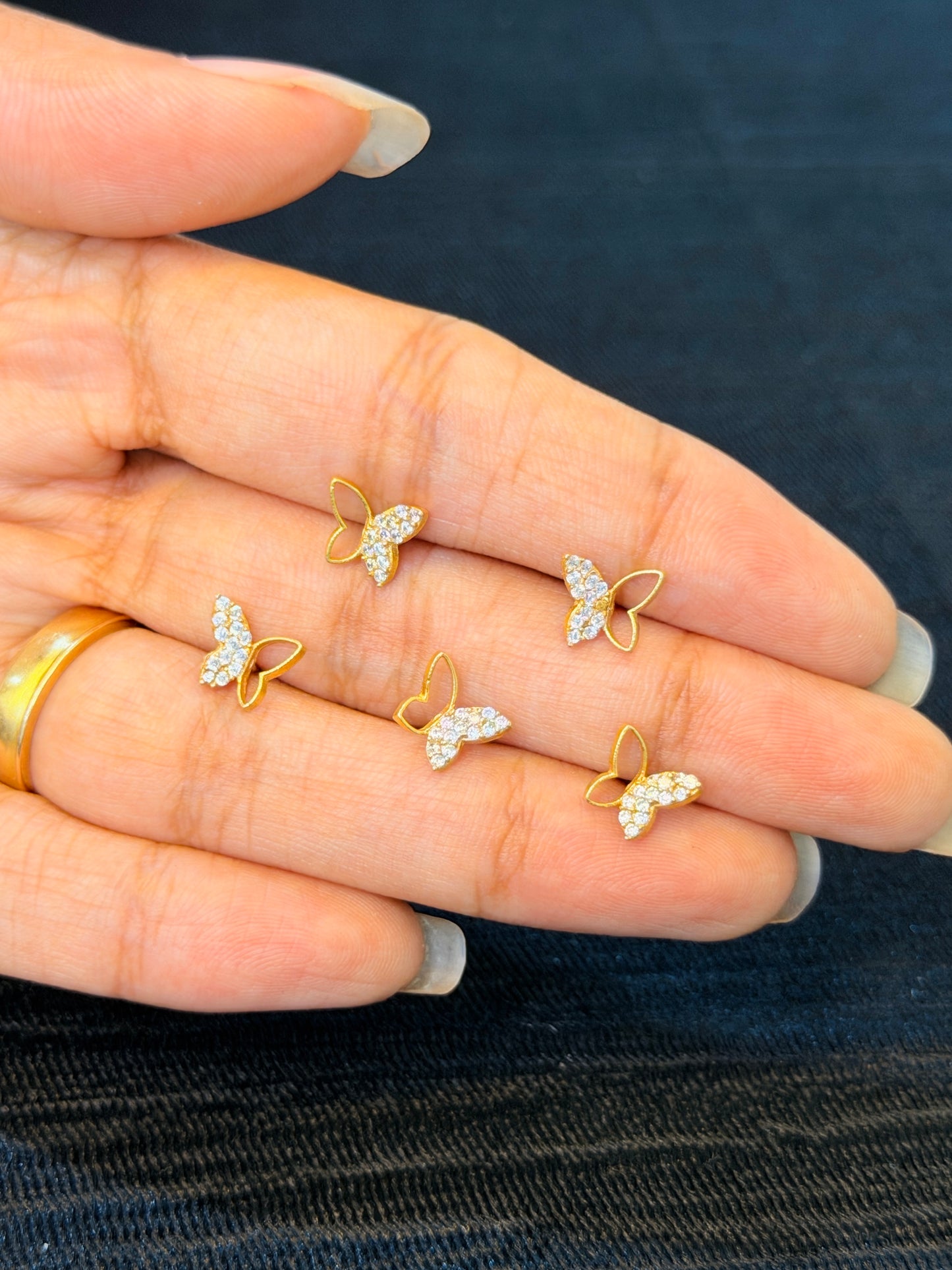 Gold Plated 92.5 Sterling Silver Butterfly CZ Nose Pin