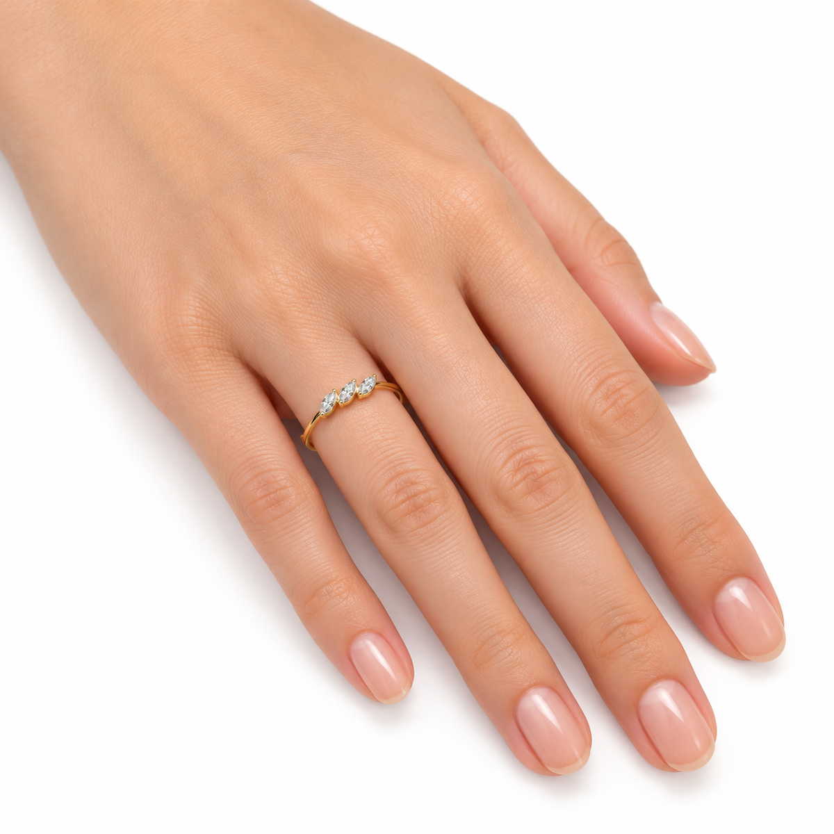 Triple Marquise Diamond Gold Ring
