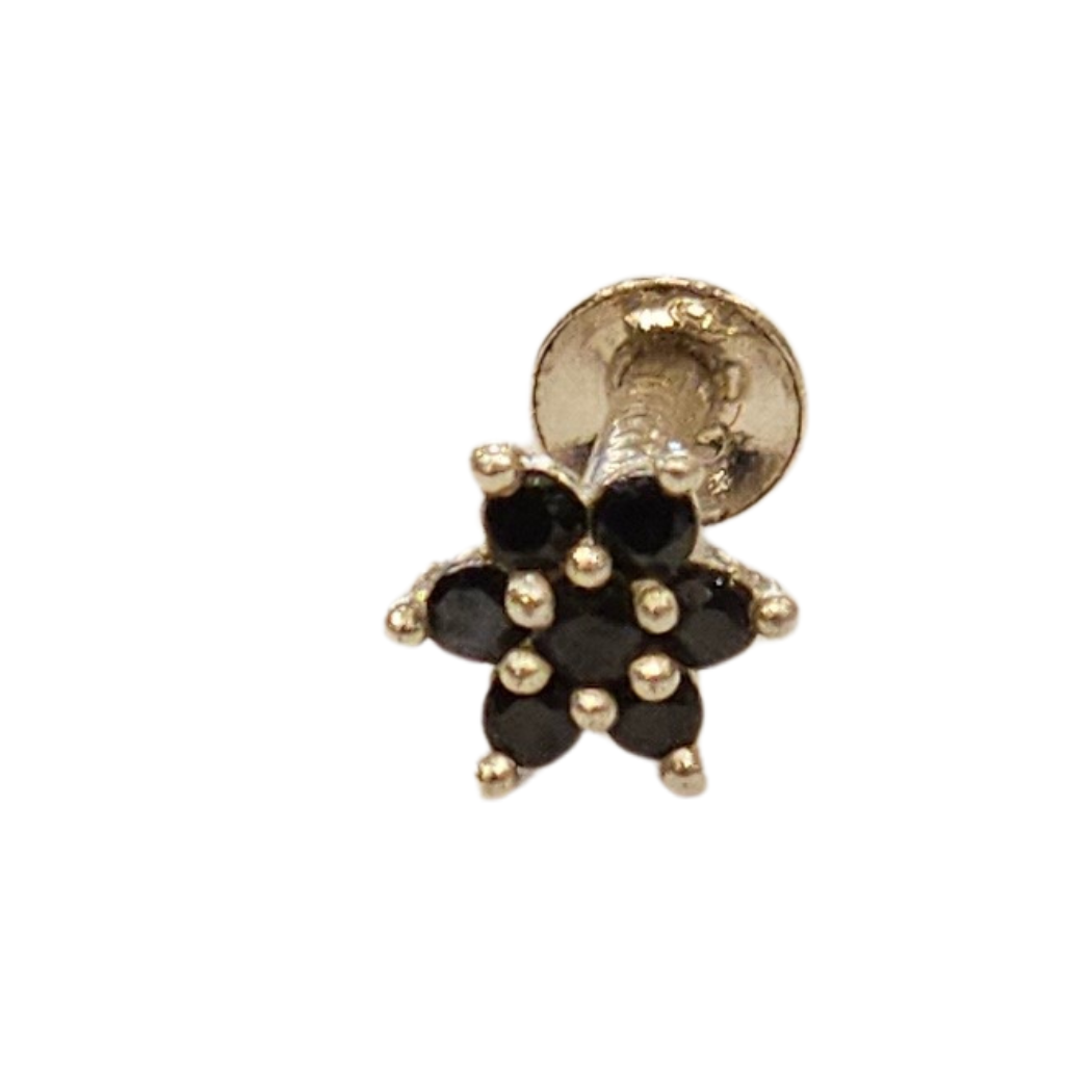 Elegant Silver Floral Nosepin