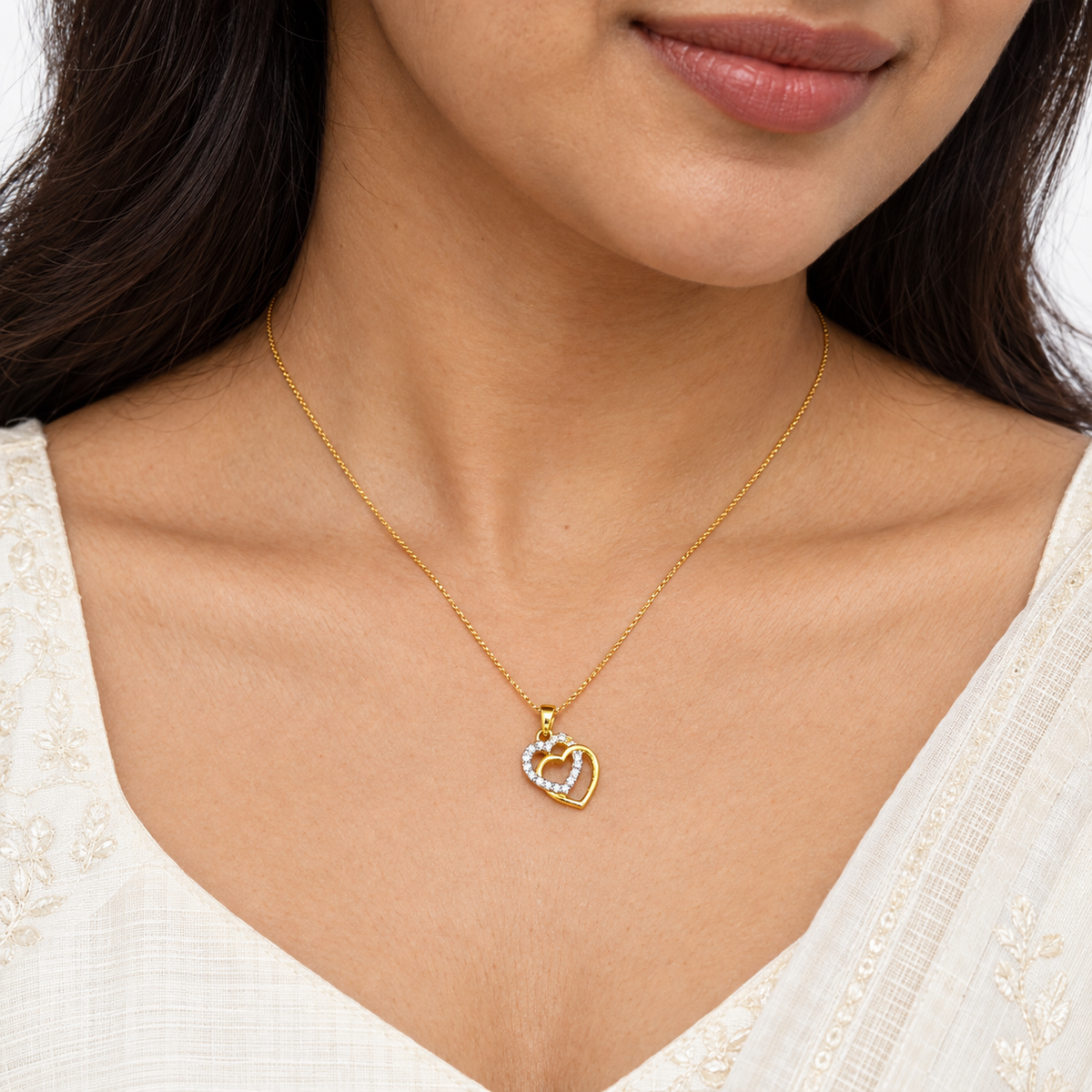 9K Gold Interlocking Hearts Pendant