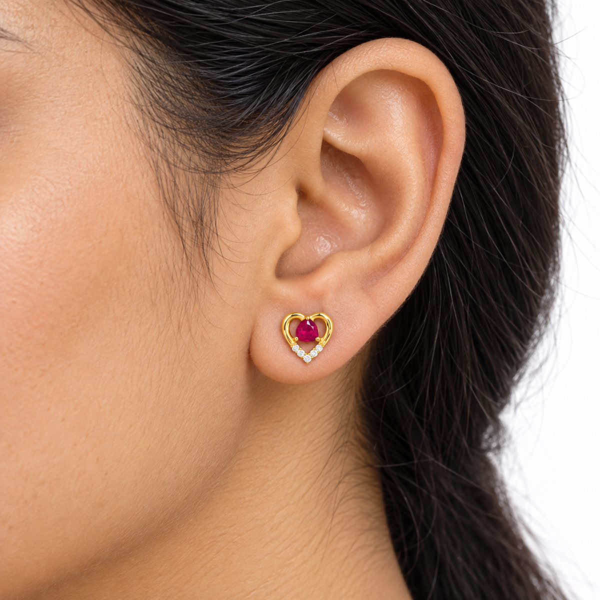 9K Gold Rosy Heart Studs