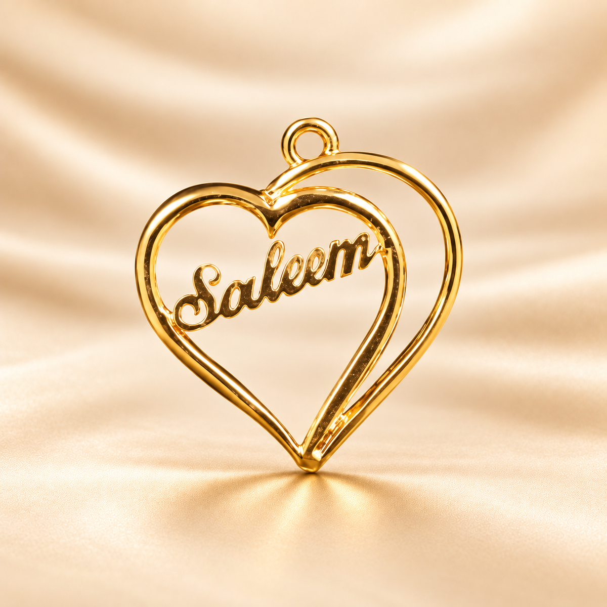 22K Gold Layered Open Heart Name Pendant