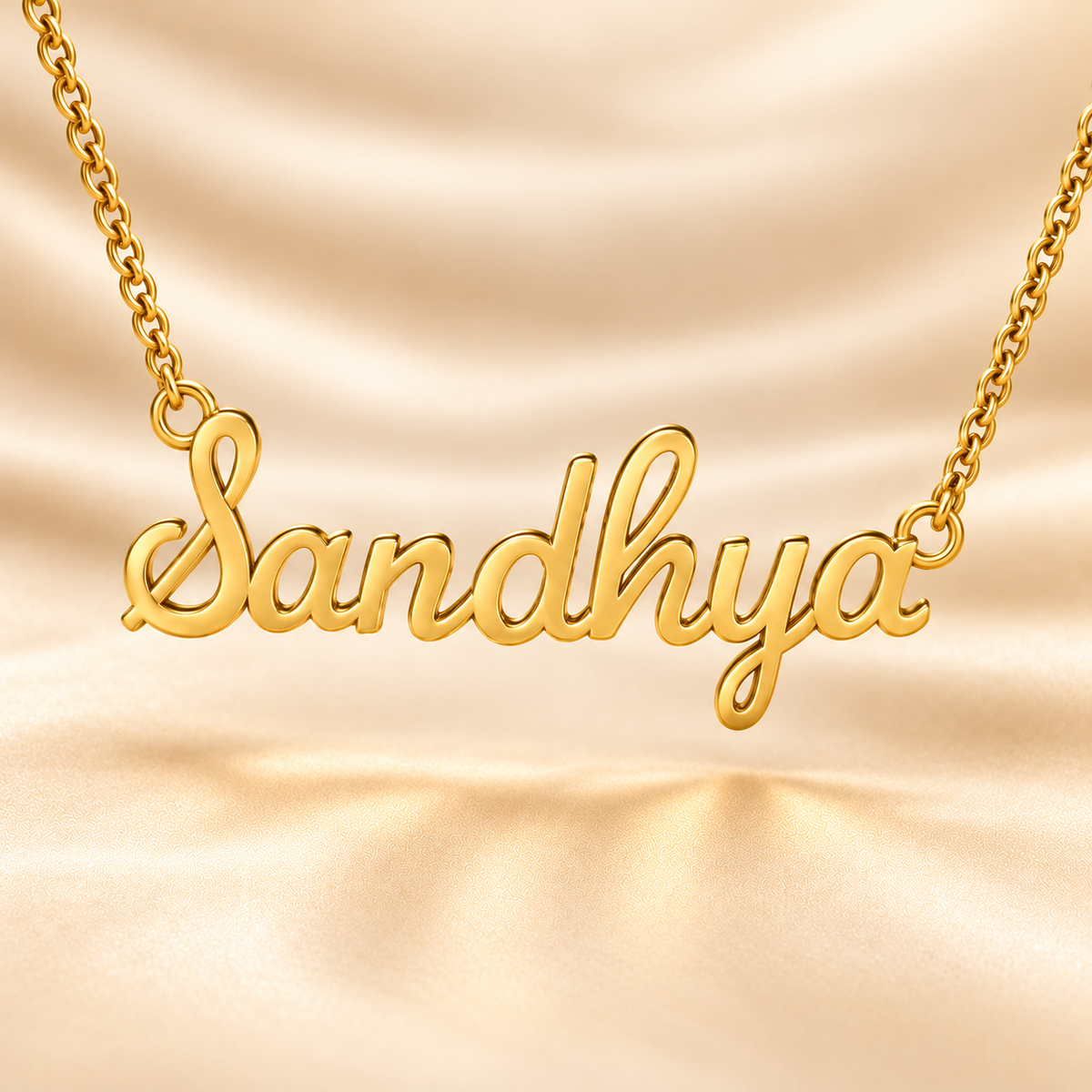 22K Gold Classic Script Nameplate Pendant