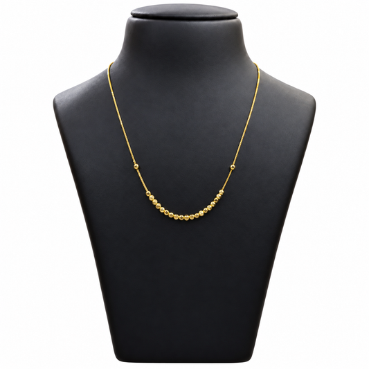 18K Gold Chain with Elegant Gold Bead Design 18 Inch