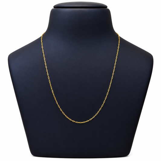 18K Gold Elegant Elongated Oval Link Chain – 18 Inch