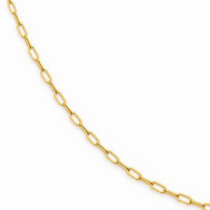 18K Gold Minimalist Paperclip Link Chain – 18 Inch