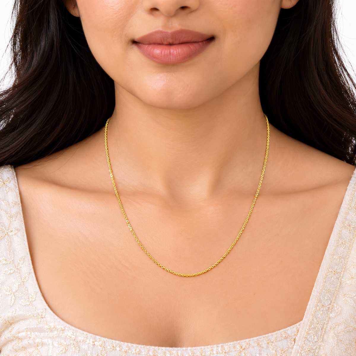 18K Gold Delicate Classic Oval Link Chain – 18 Inch