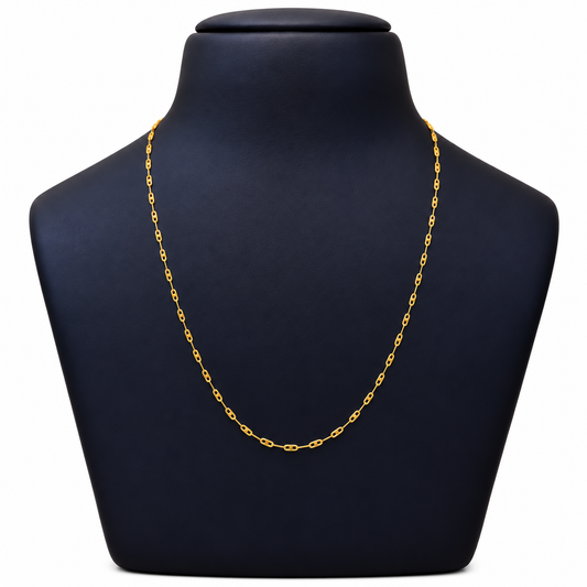 18K Gold Elegant Rectangular Link Chain – 18 Inch