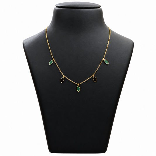 18K Gold Chain with Blue Evil Eye Pendant 18 Inch