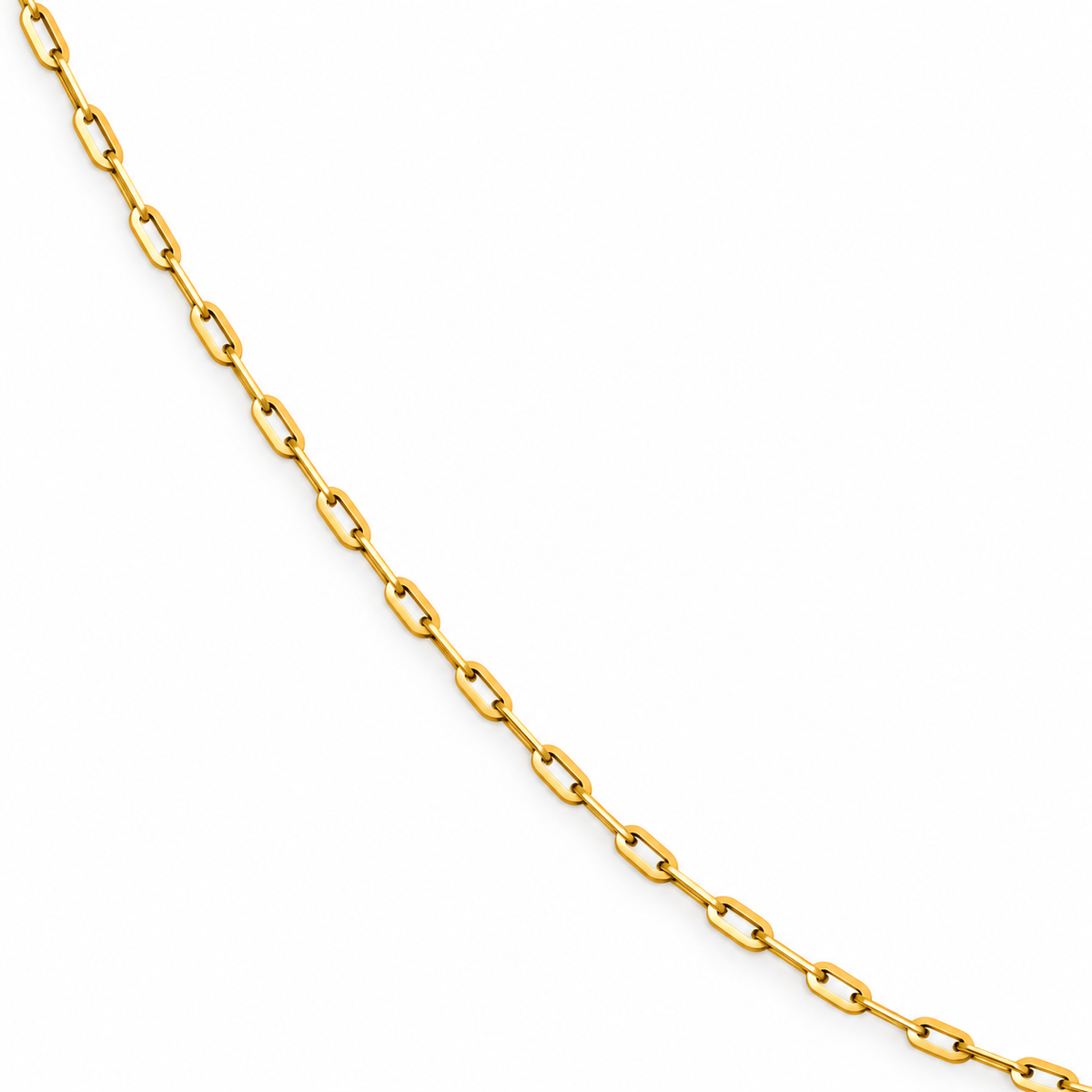 18K Gold Rectangular Link Chain – 18 Inch
