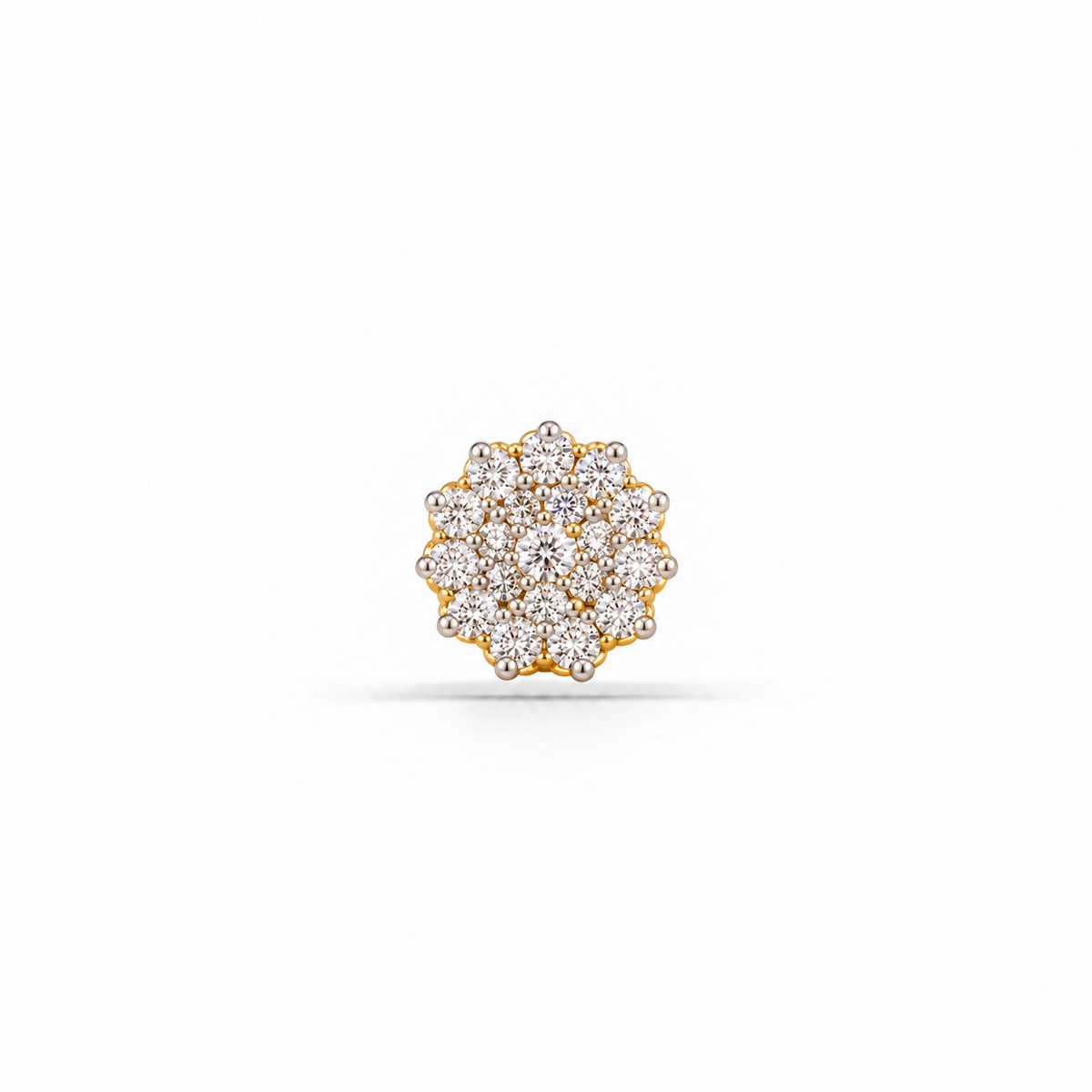 Gold Floral Cluster White Stone Nosepin