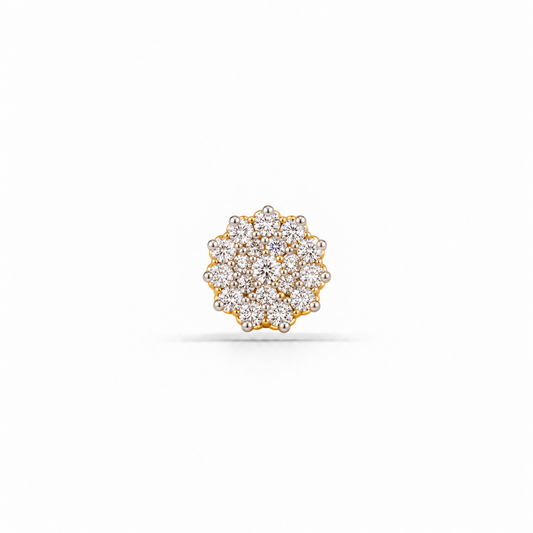Gold Floral Cluster White Stone Nosepin