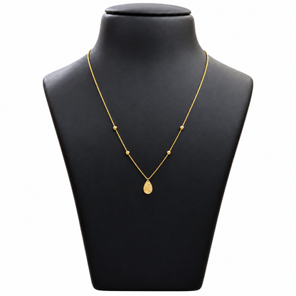 18K Gold Ball Chain with Teardrop Pendant 18 Inch