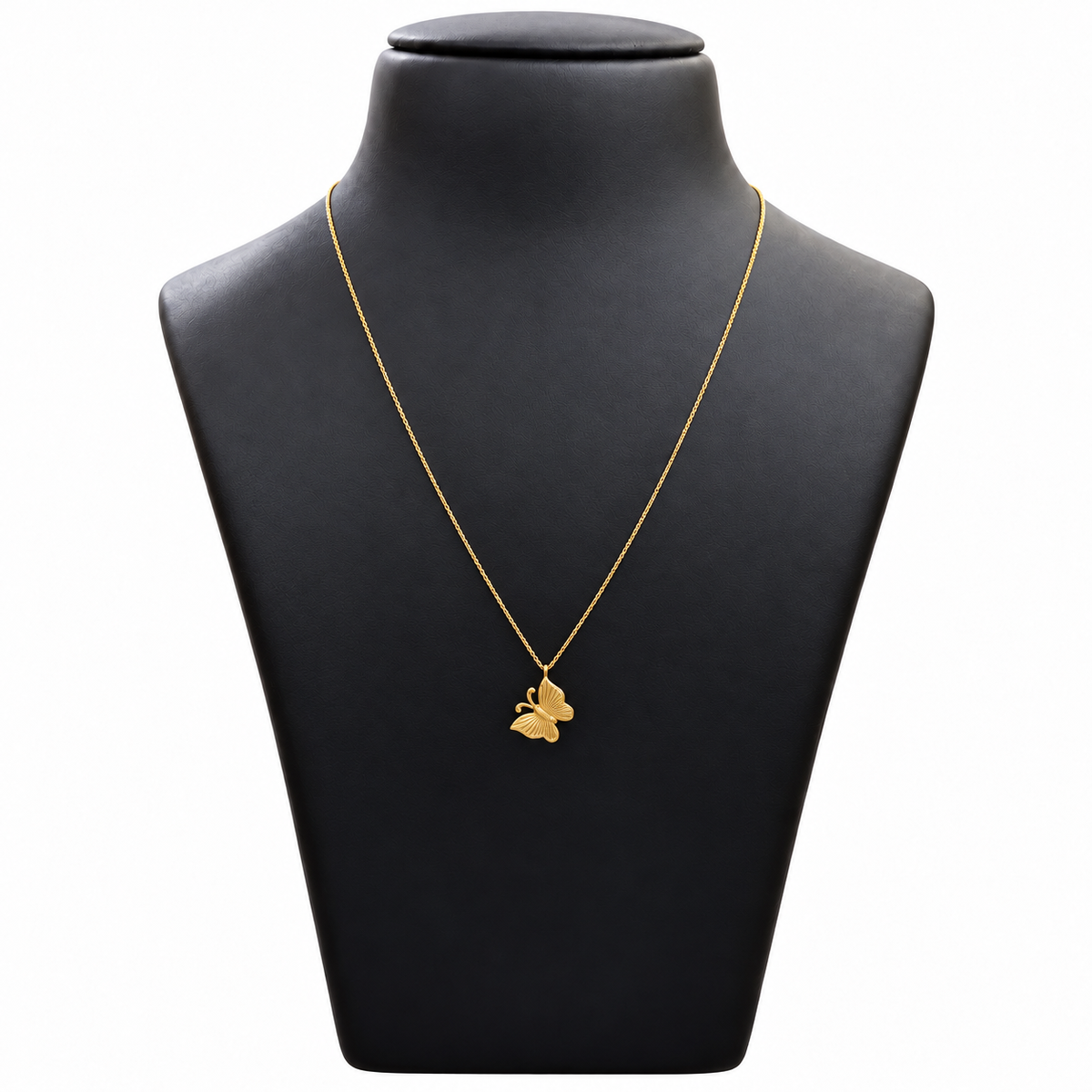 18K Gold Chain with Butterfly Pendant 18 Inch