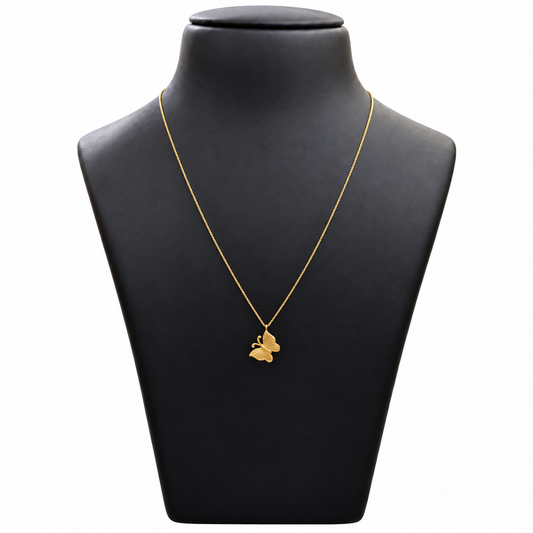 18K Gold Chain with Butterfly Pendant 18 Inch