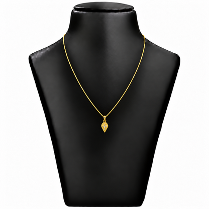 9K Gold White Stone Cross Teardrop Thali Chain