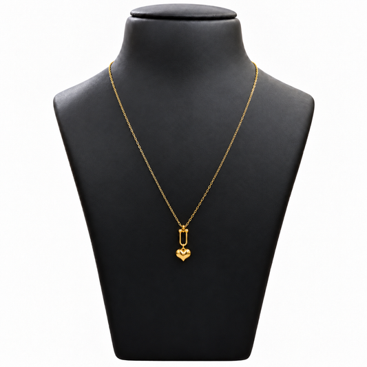 18K Gold Heart Charm Chain – 18 Inch