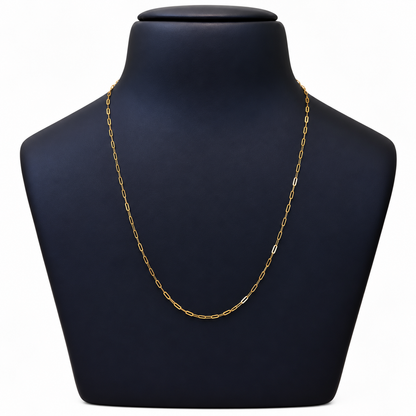 18K Gold Minimalist Paperclip Link Chain – 18 Inch