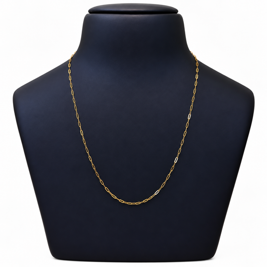 18K Gold Minimalist Paperclip Link Chain – 18 Inch