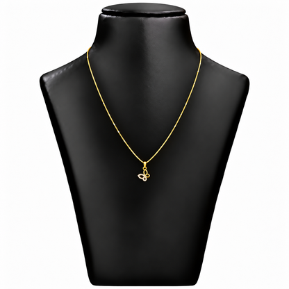 9K Gold White Stone Butterfly Pendant Chain